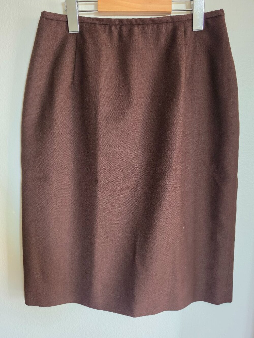 Vintage Rena Rowan for Saville Brown 100% Wool Pencil Skirt Size 10